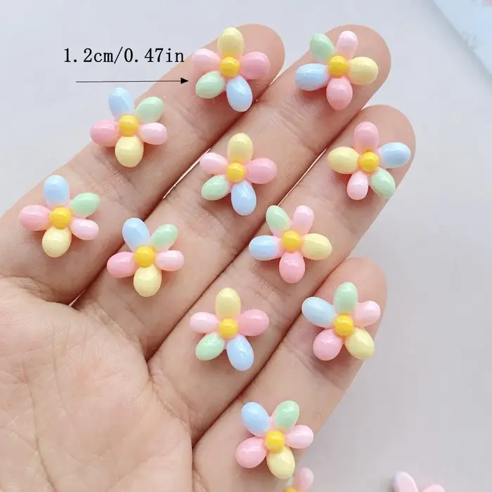 Mini Fleurs Colorées Arc-en-ciel en Strass pour Nail Art