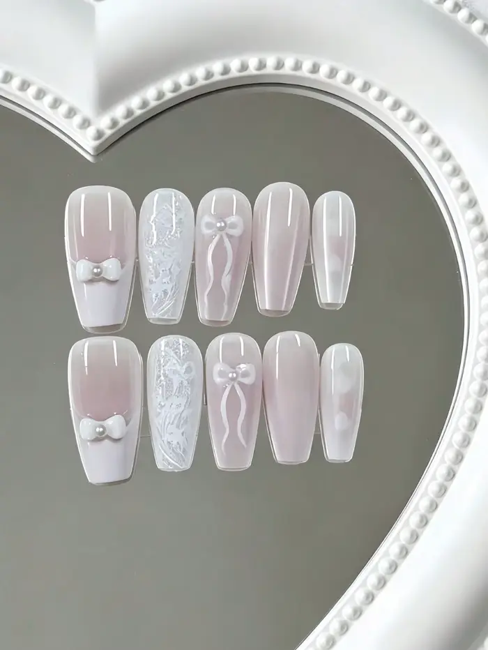 10 faux ongles de longueur moyenne