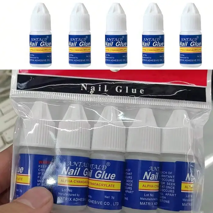 Colle à ongles transparente Ultra forte 5x3g-formule à séchage rapide et sans essuyage pour ongles a