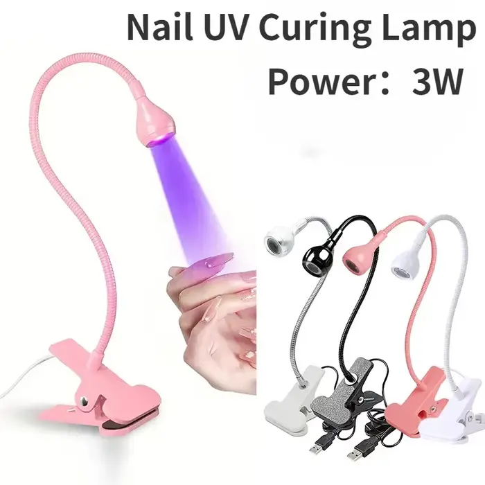 Sèche-ongles lumière UV lampe à ongles 395nm longueur d'onde Clip-on bureau Mini USB