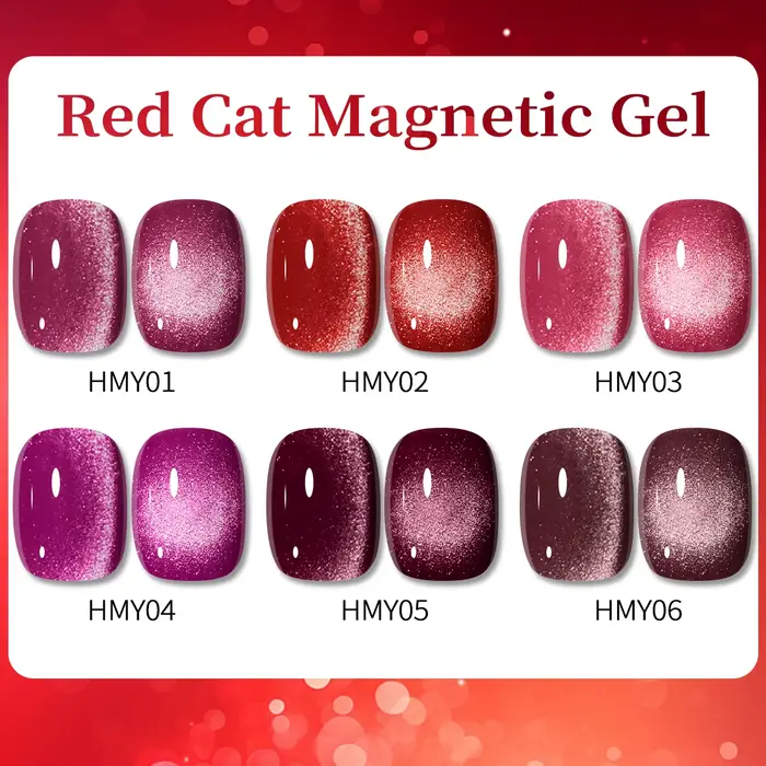 Groillim 7 ml paquet unique nouvel an rouge paillettes oeil de chat Gel vernis à ongles