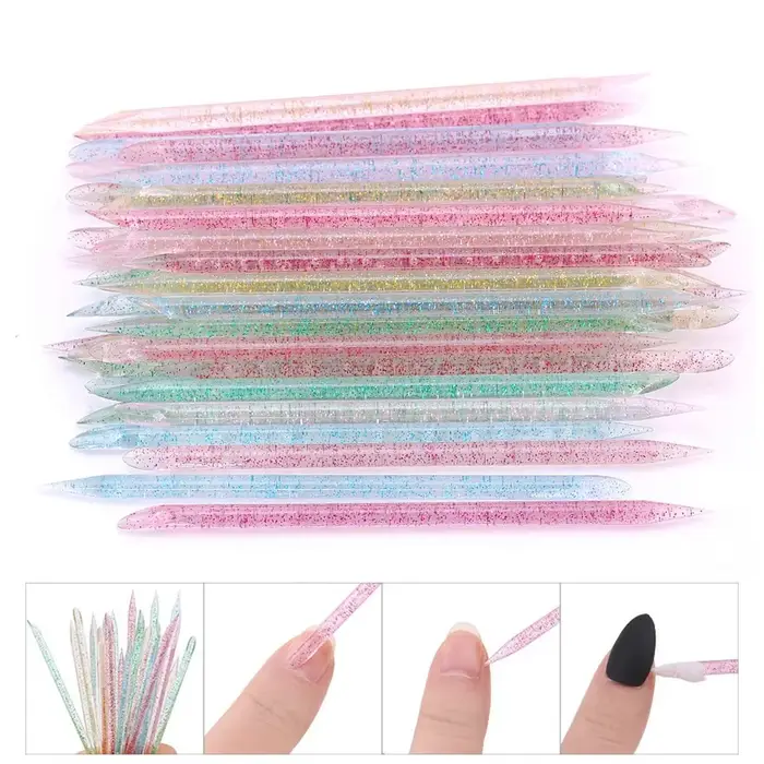 10/50/100 pièces bâton de cristal réutilisable Double extrémité Nail Art poussoir à cuticules outil 