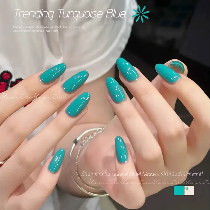 Vernis à ongles gel UV LED bleu turquoise éclaircissant et vert dopamine