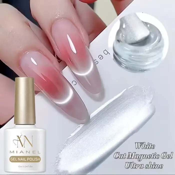 MIANEL 10ML Vernis à ongles gel blanc transparent effet œil de chat