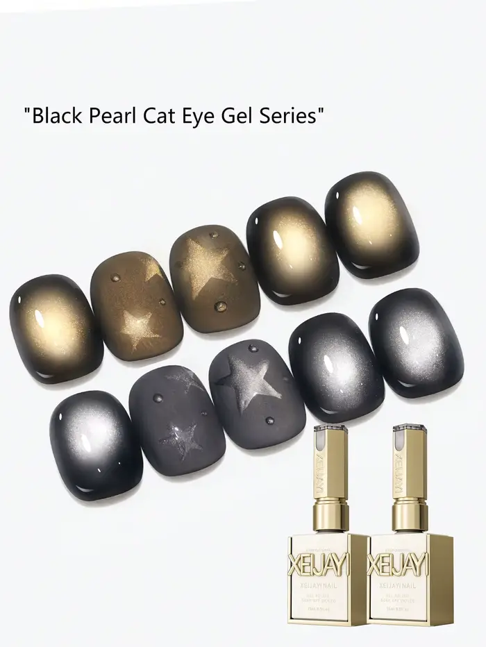 2 couleurs 15ML noir perle oeil de chat Gel pour ongles ensemble Semi Permanent Nail Art trempage UV LED Salon de