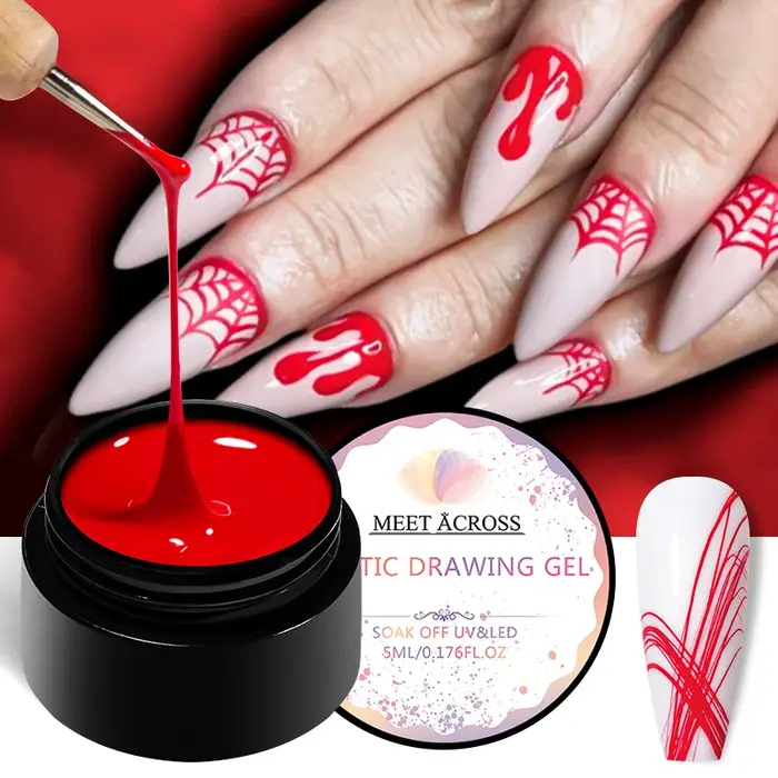1 - 5pcs / Set 7ml brossé gel vernis à ongles noir et blanc spider web gel Nail Art Design UV peinture Eyeliner gel