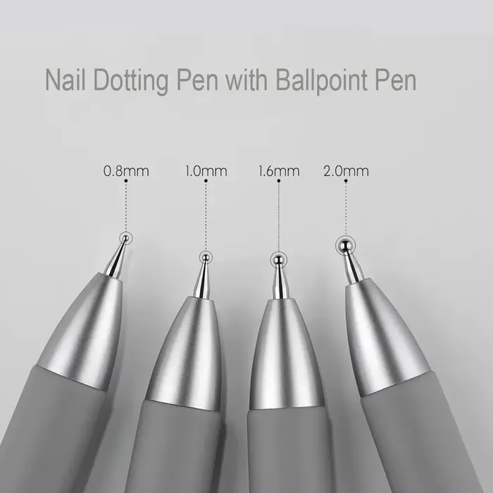 Stylo à bille 5 en 1 pour Nail Art, Type presse, taille multi-têtes, pointe ondulée/taches/perceuse