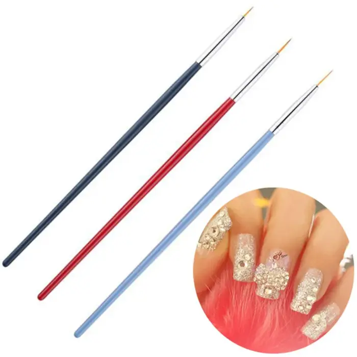 Ensemble de 3 pinceaux à ongles pour fille, nouveau, art, ligne, peinture, stylo 3D, conseils, bricolage, acrylique, gel UV, dessin, conception, manucure, outil de peinture