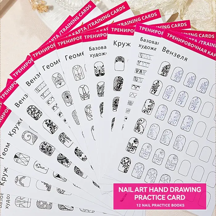 Ensemble de livres de modèles en papier pour pratique du Nail Art