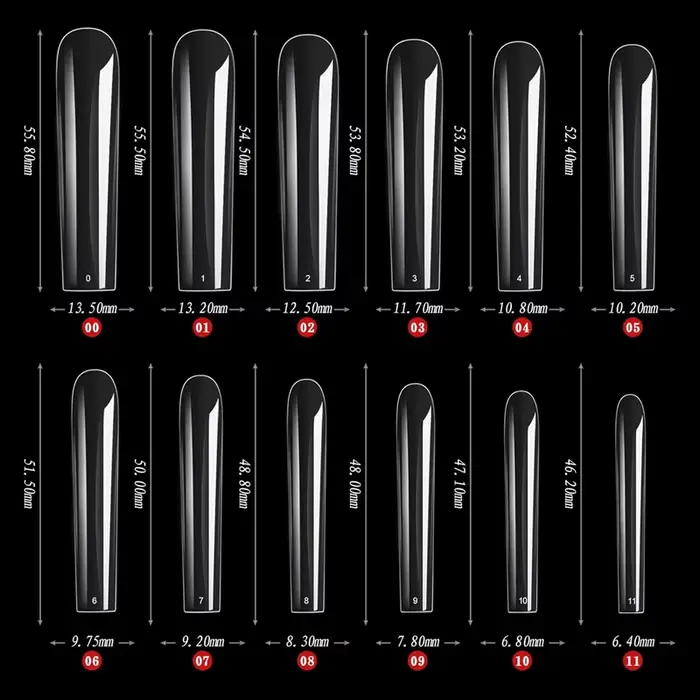 Extra Long carré couverture complète ongles conseils 240 pièces clair couverture complète faux ongle