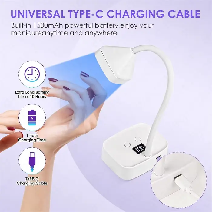 Lampe uv led ongles professionnel sans fil rechargeable
