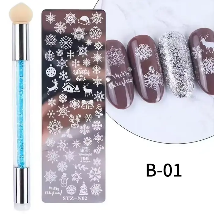 Ensemble de plaques d'estampage pour ongles, brosse de tampon en Silicone, pochoirs de transfert de 