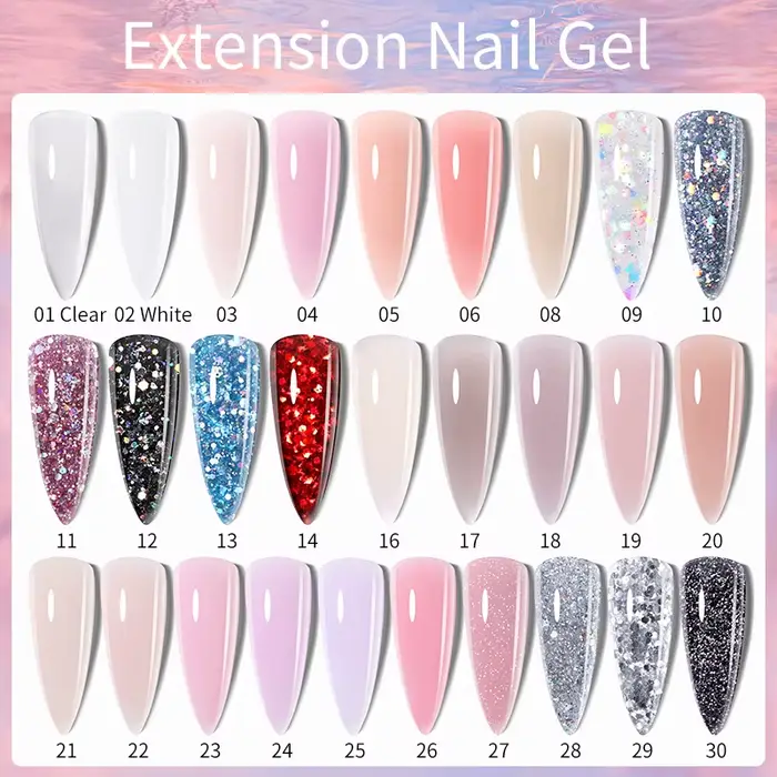 LILYCUTE 1Pc Extension rapide Gel ongles nu rose paillettes bâtiment acrylique Semi Permanent trempe