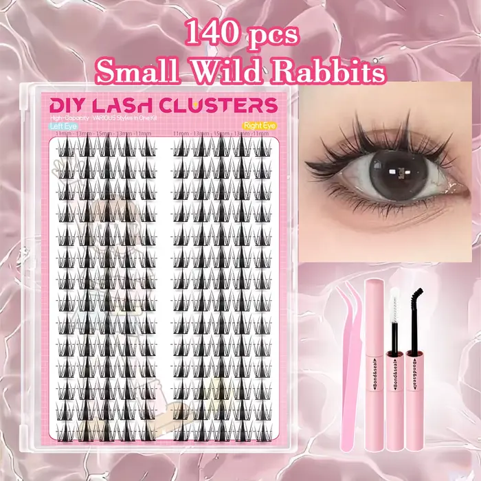 Kit d'extension de faux cils de style coréen à 140 grappes – Parfait pour le maquillage cosplay et l