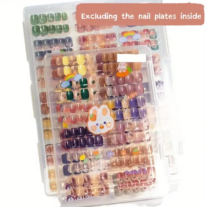 Boîte de rangement transparente de grande capacité pour ongles - Boîte d'organisation et de présentation de faux ongles anti-poussière - Peut contenir 24/42 pièces d'ongles