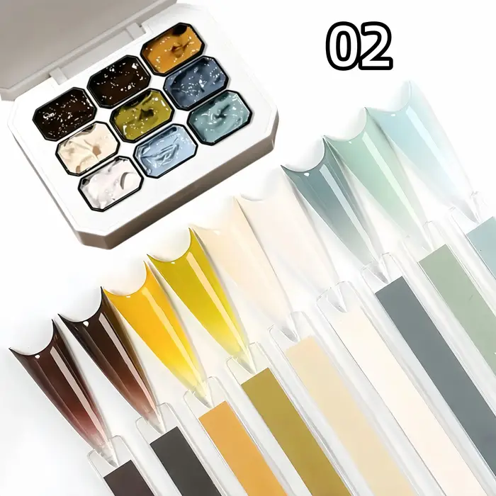 Vernis à ongles solide 9 couleurs, gel de peinture dégradé brillant, pour la création et la décorati