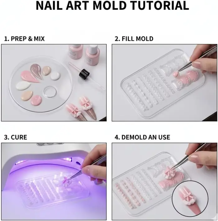 Pochoir 3D en silicone pour nail art