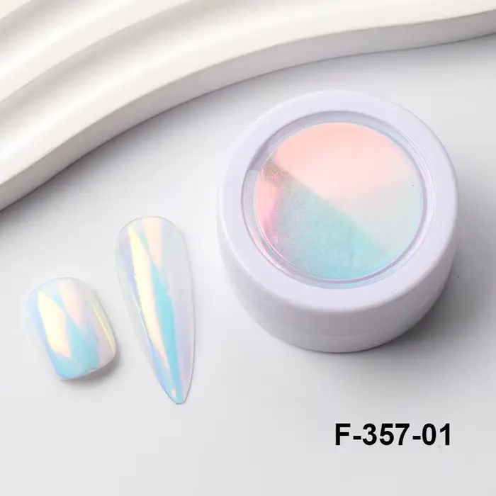 1/2 pièces Poudre à ongles rose effet aurore chromée, pigment de frottement irisé sirène, paillettes