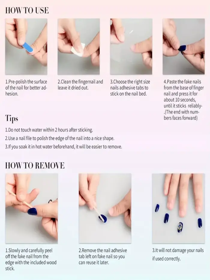 10 faux ongles ovales faits à la main
