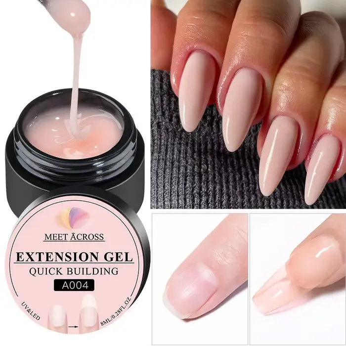 MEET ACROSS-Verhéritage à Ongles Gel UV Semi-continu, Extension Rapide, Nude, Lait Blanc, Outils de 