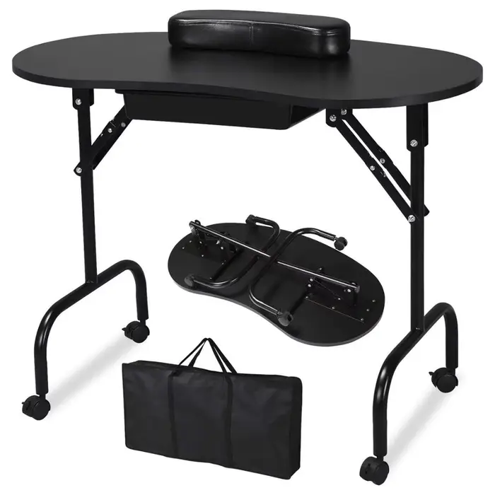 Table de manucure professionnelle pliable-bureau de Salon de manucure Portable avec roues de verroui
