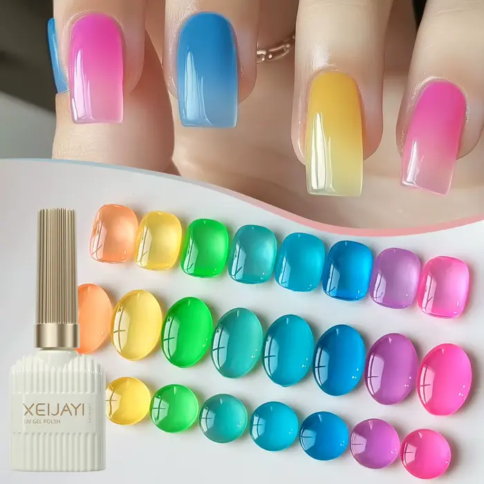 8 couleurs ensemble été glace à travers Macaron méthyl Gel populaire blanchissant gelée vert ongles 
