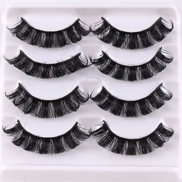 4 paires de cils à bande russe cils de vison moelleux faux cils 3D cils de Volume russe faux cils