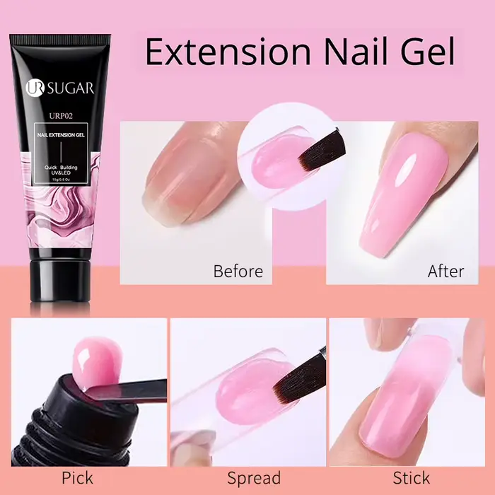 UR SUGAR 15ml Extension vernis à ongles Gel Camouflage nu rose Semi Permanent UV dur Gel
