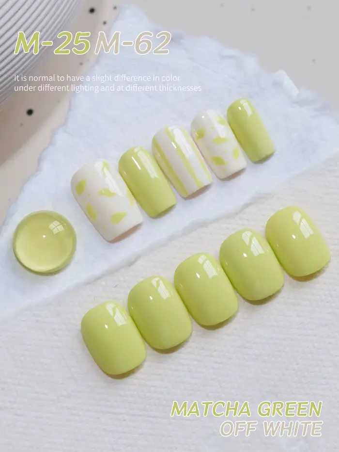 2 pièces 25 + 62 --- 2025 printemps/été couleurs pour ongles les plus vendues Matcha vert lait blanc vernis