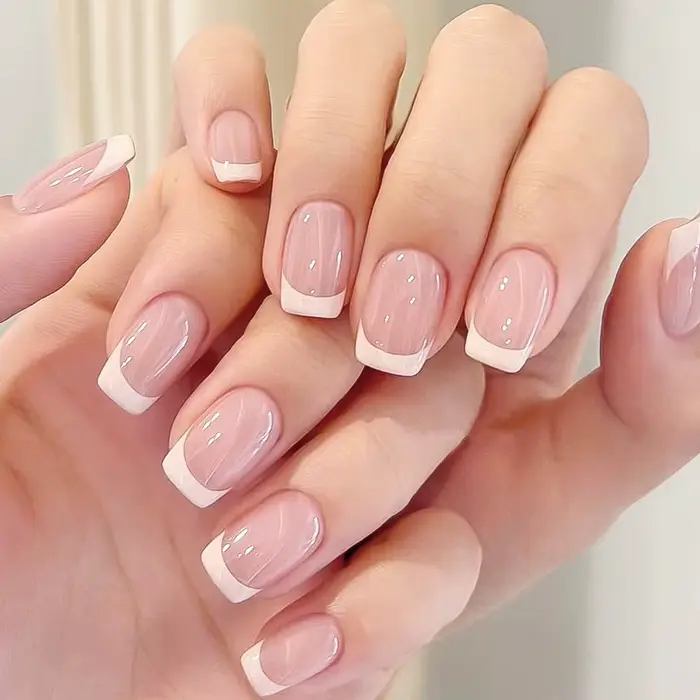 24 pièces faux ongles brillant bleu amande faux ongles conseils portable détachable mode couleur Pur