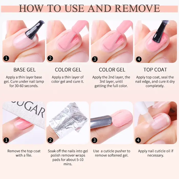 UR SUGAR 15ml Vernis à ongles gel UV/LED noir haute brillance pour manucure française