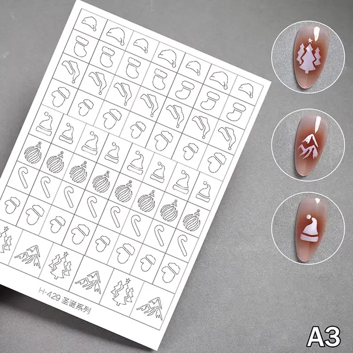 Pochoir d'aérographe pour ongles, flocon de neige d'hiver, arbre de neige, décors de noël, autocolla