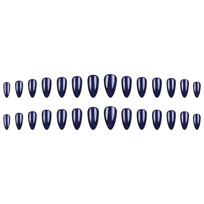 24 pièces faux ongles brillant bleu amande