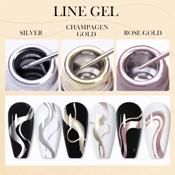 LILYCUTE 5ML peinture métallique Liner Gel vernis à ongles Super brillant or argent miroir dessin Gel Semi Permanent