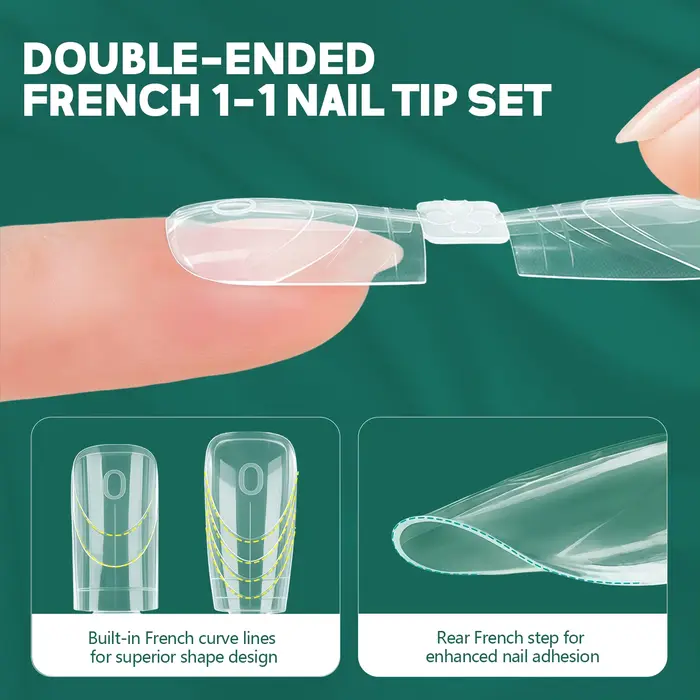 Nailpop Double Ended Nail Dual Forms 150pcs Reusable Square Coffin Extension Molds Gel Builder Tips Professional Salon