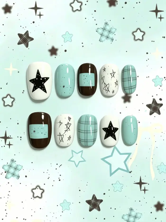 10 pièces d'ongles artificiels faits à la main