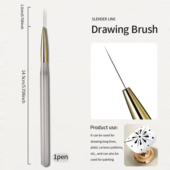 RSNACanon-Pinceaux à Ongles pour Nail Art, Stylo de Peinture à Rayures Françaises, Long Dessin Mince