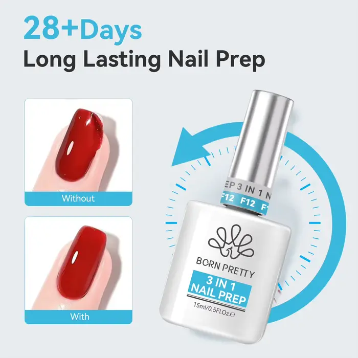 BORN PRETTY 15ml 3 en 1 préparation des ongles déshydrater sans acide apprêt pour ongles nutrition d