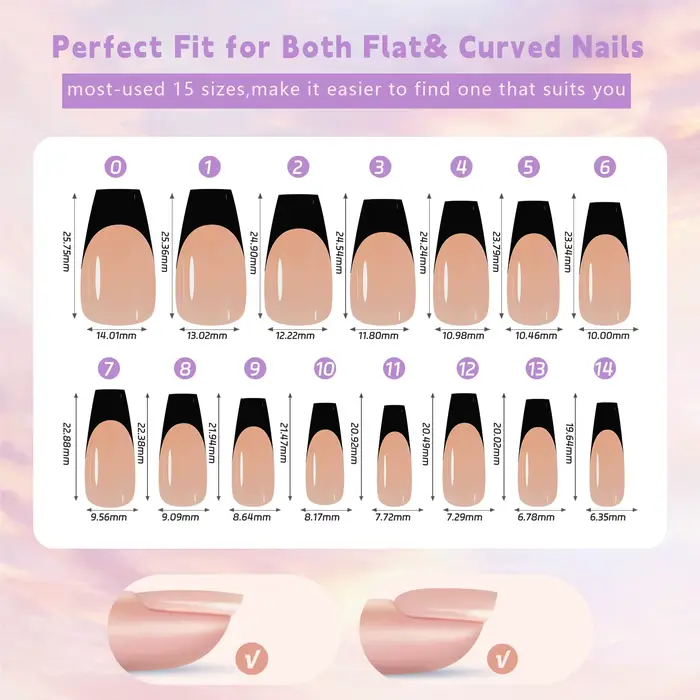 150 pièces/boîte faux ongles français sans cicatrice cercueil amovible amande faux ongles patchs acr