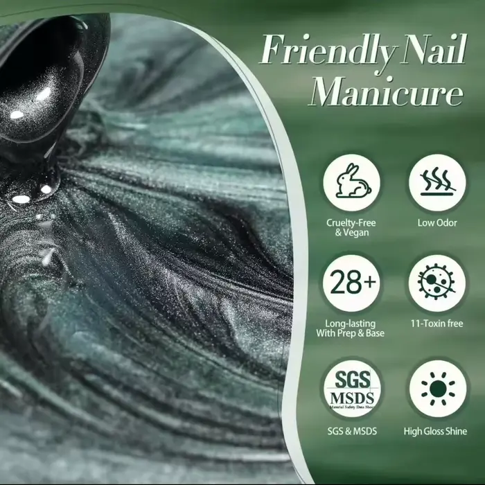MIANEL Gel à ongles vert œil de chat