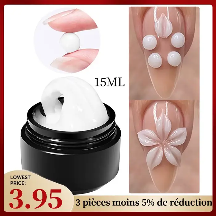 BORN PRETTY 15ml Gel d'extension de main antiadhésif transparent 3D façonnage sculpture Nail Art Gel dur solide pour faux ongles