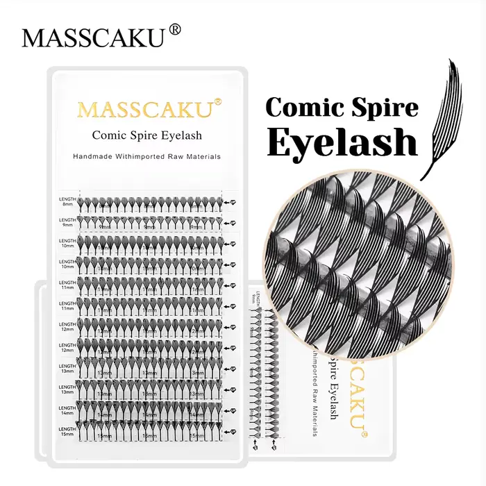 MASSCAKU 0.05mm d'épaisseur vison synthétique Manga Anime bande dessinée flèche cils 8-15mm mélange 