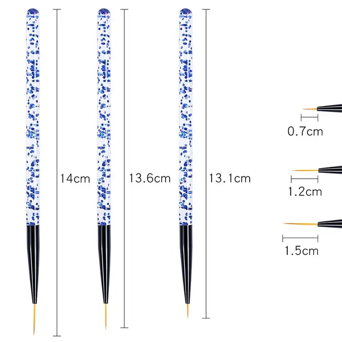 3 pièces/ensemble acrylique français rayure Nail Art ligne peinture stylo 3D conseils manucure mince