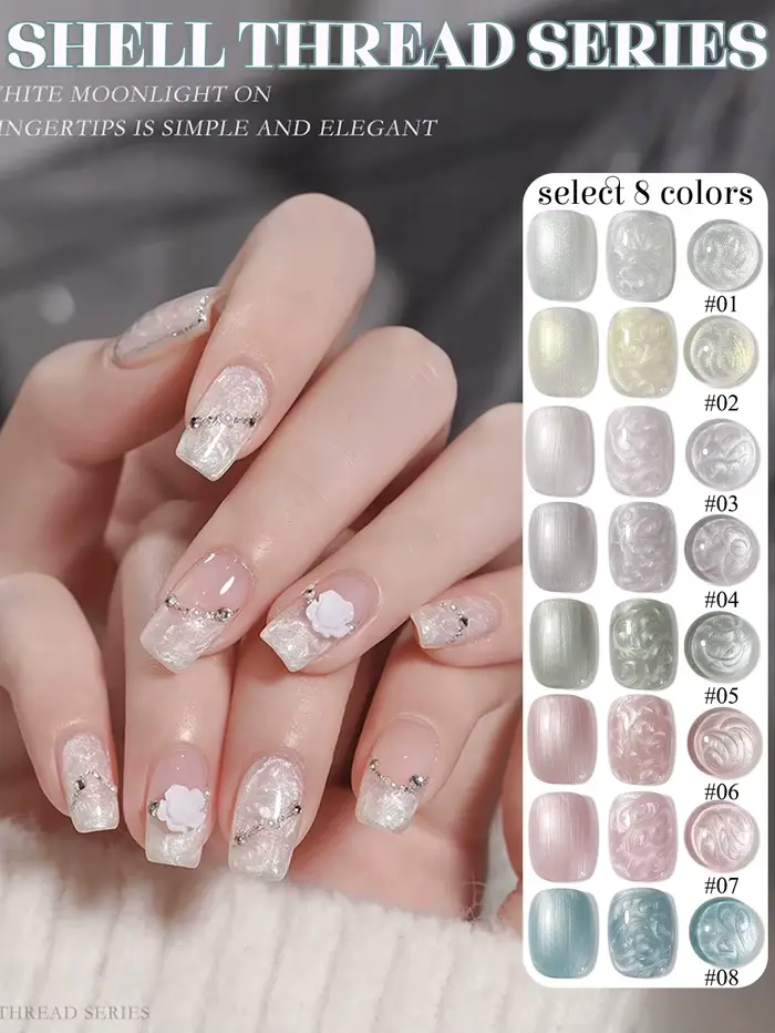 1-24 pièces WS printemps été ongles fil rose coquille Gel vernis