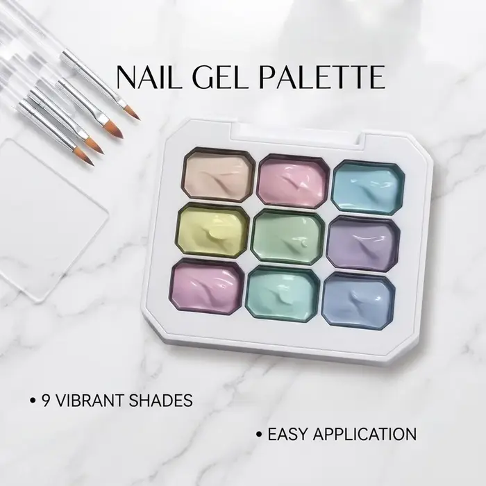 Vernis à ongles gel solide Macaron 9 couleurs, gel de manucure professionnel pour design artistique, finition brillante haute saturation, essentiel pour la manucure
