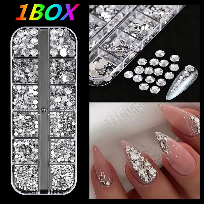 12 grille/boîte or argent demi-rond Caviar perle breloques pour ongles 1/2/3/5mm Flatback rond en acier