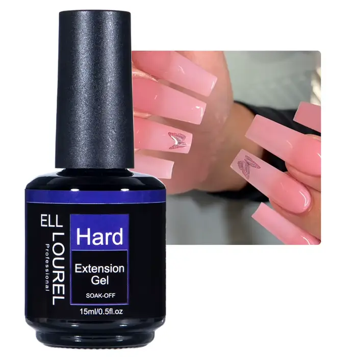 ELL LOUREL Gel à ongles constructeur blanc laiteux pour Extension dans une bouteille 15ML nu rose clair Poly dur Gel
