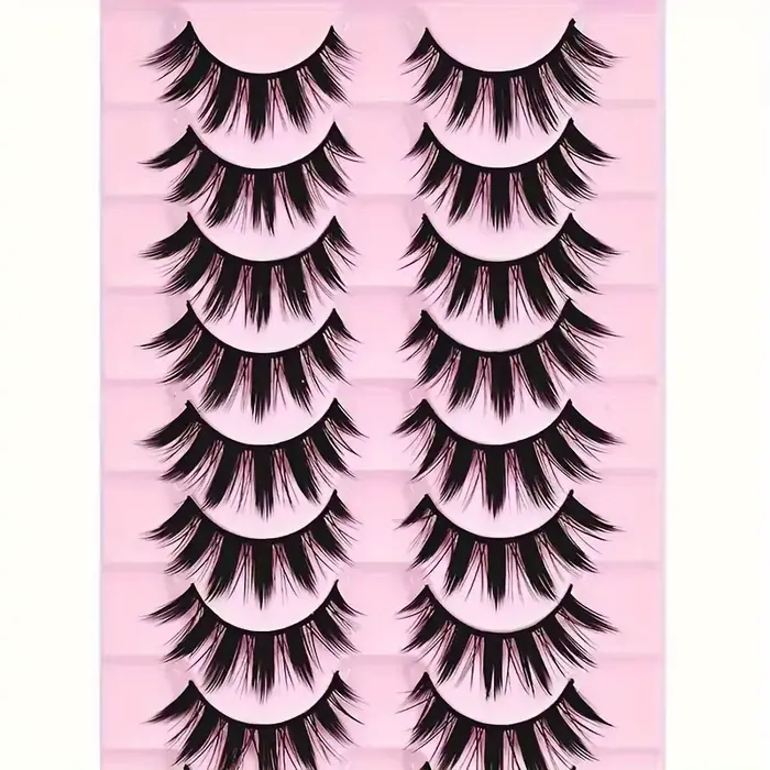 10 paires de faux cils, extensions de cils épais, outils de maquillage pour les yeux réutilisables (