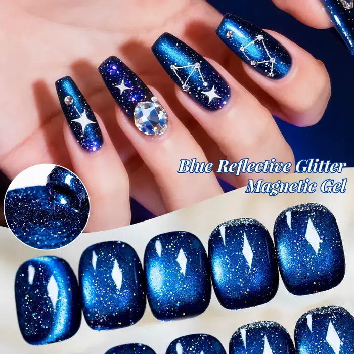 Vernis à ongles gel magnétique effet chat bleu réfléchissant 10ml
