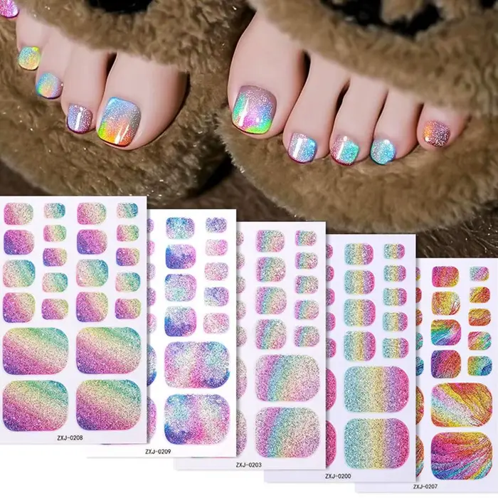 22 bandes/feuille de bandes adhésives en gel semi-durci pour ongles de pieds